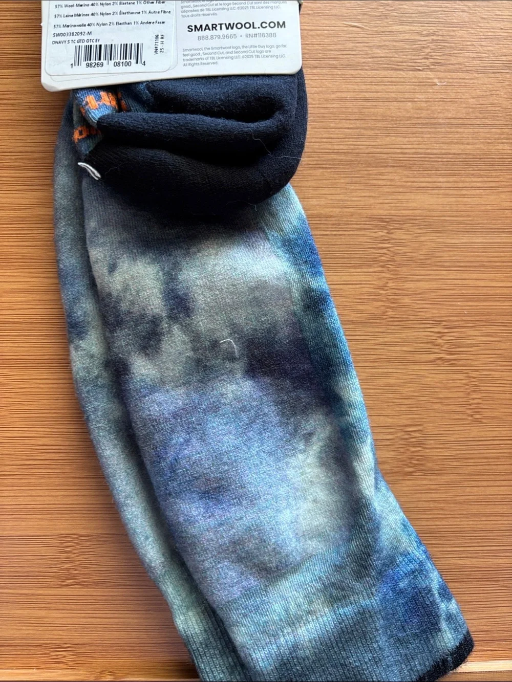 Smartwool women’s Ski Over the Cal Socks - Blue Tie Dye Targeted Cushion